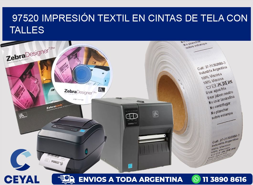 97520 IMPRESIÓN TEXTIL EN CINTAS DE TELA CON TALLES