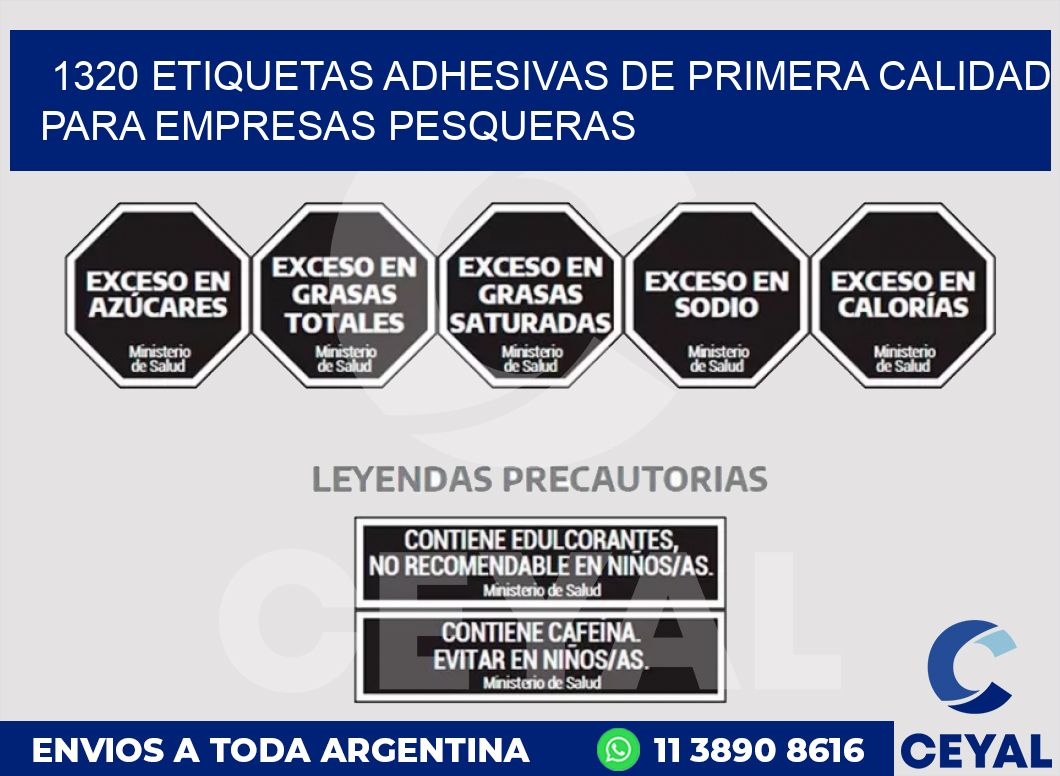 1320 ETIQUETAS ADHESIVAS DE PRIMERA CALIDAD PARA EMPRESAS PESQUERAS
