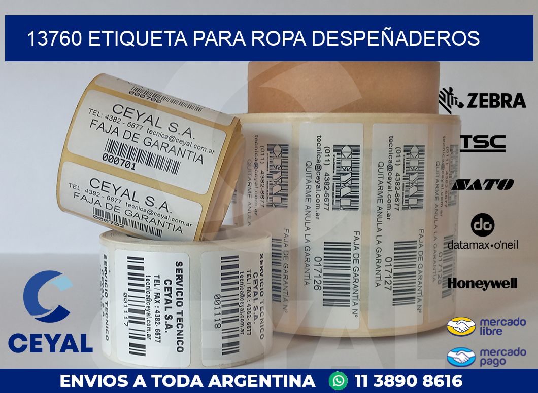 13760 ETIQUETA PARA ROPA DESPEÑADEROS