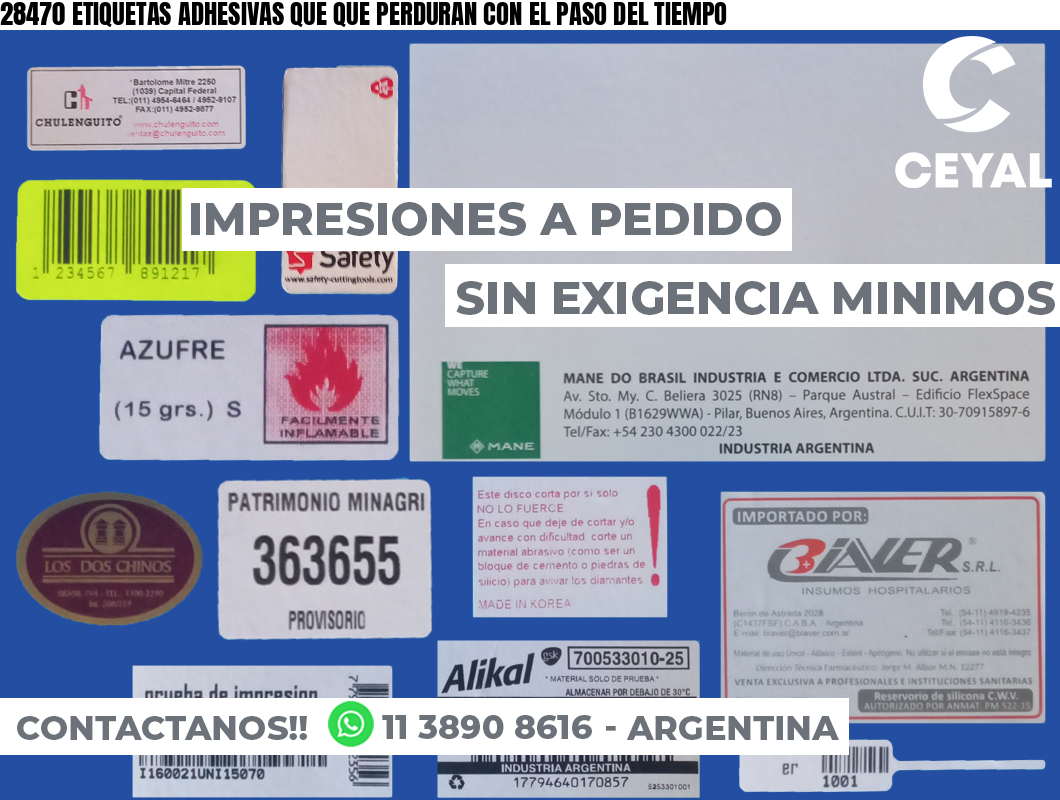 28470 ETIQUETAS ADHESIVAS QUE QUE PERDURAN CON EL PASO DEL TIEMPO