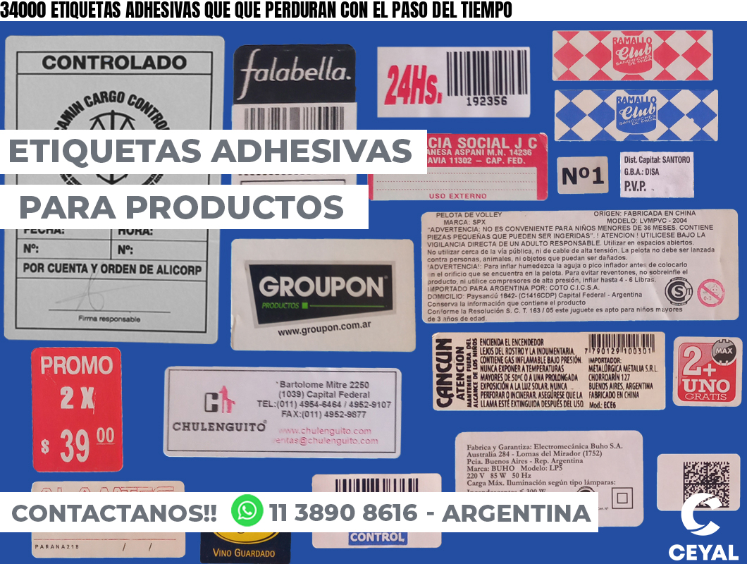 34000 ETIQUETAS ADHESIVAS QUE QUE PERDURAN CON EL PASO DEL TIEMPO
