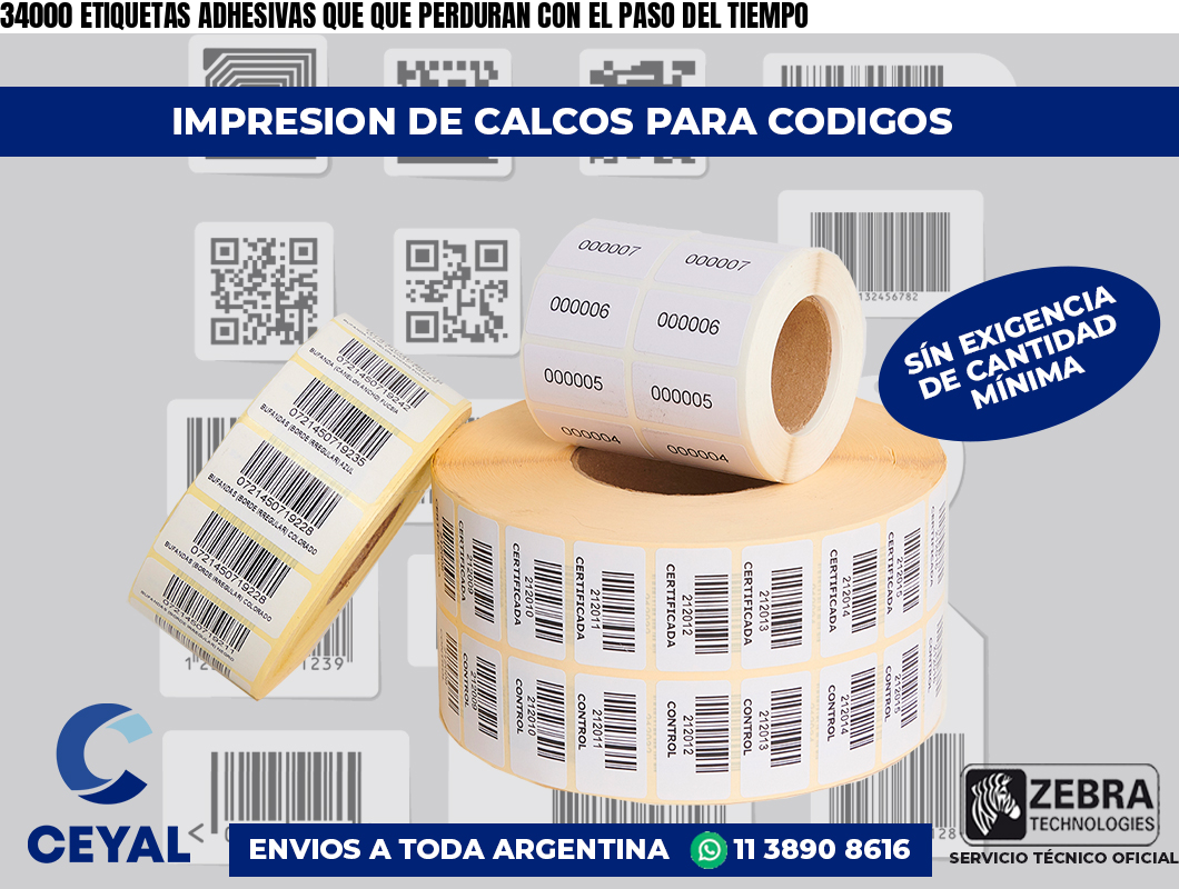 34000 ETIQUETAS ADHESIVAS QUE QUE PERDURAN CON EL PASO DEL TIEMPO