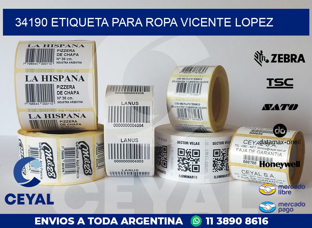 34190 ETIQUETA PARA ROPA VICENTE LOPEZ