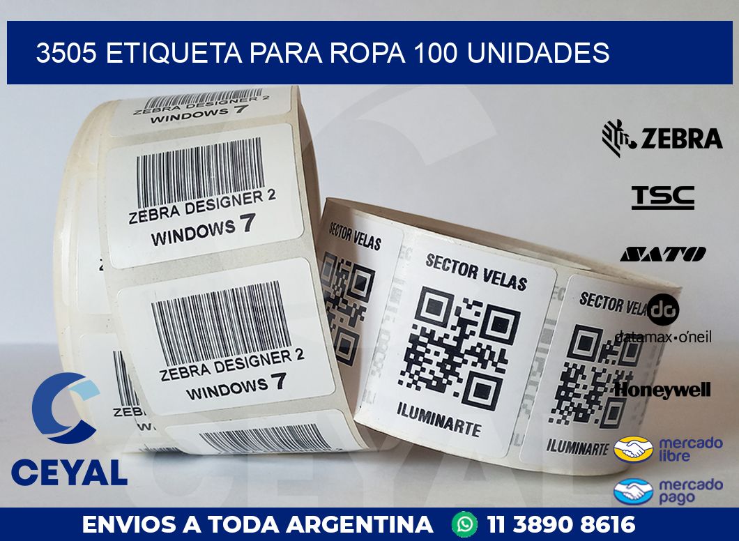 3505 ETIQUETA PARA ROPA 100 UNIDADES
