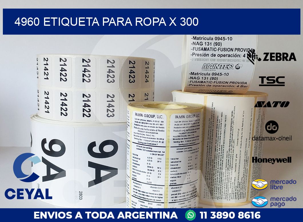 4960 ETIQUETA PARA ROPA X 300