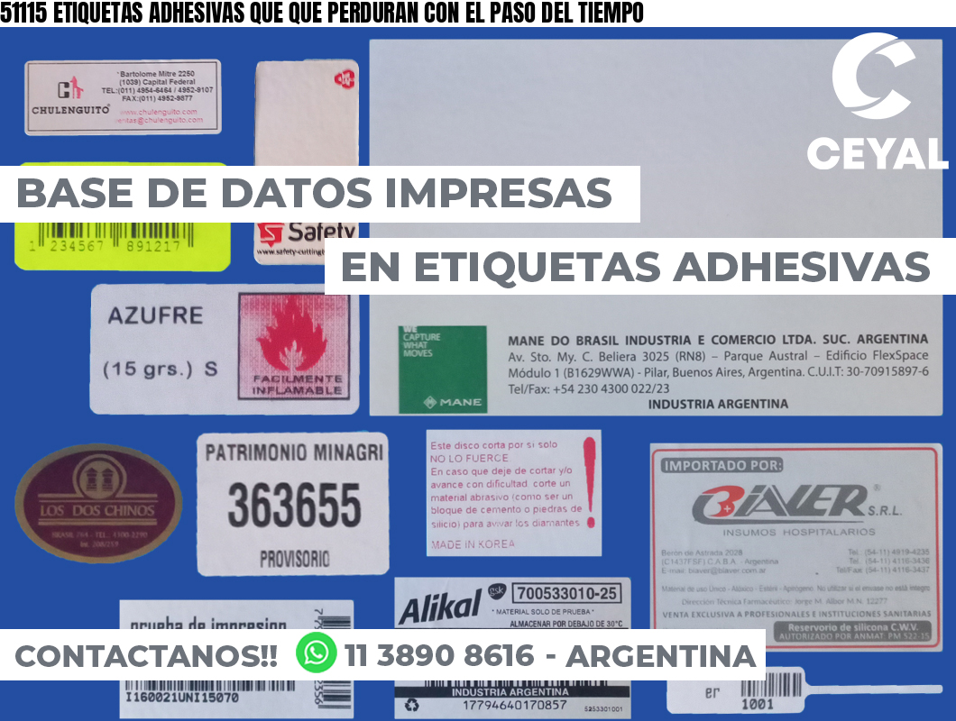 51115 ETIQUETAS ADHESIVAS QUE QUE PERDURAN CON EL PASO DEL TIEMPO