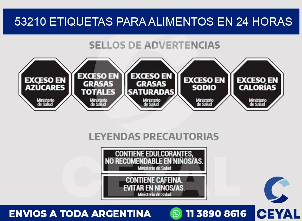 53210 ETIQUETAS PARA ALIMENTOS EN 24 HORAS