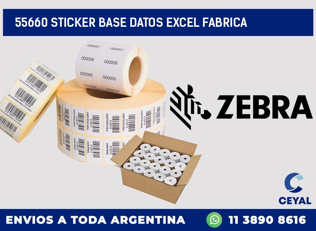 55660 sticker base datos excel fabrica