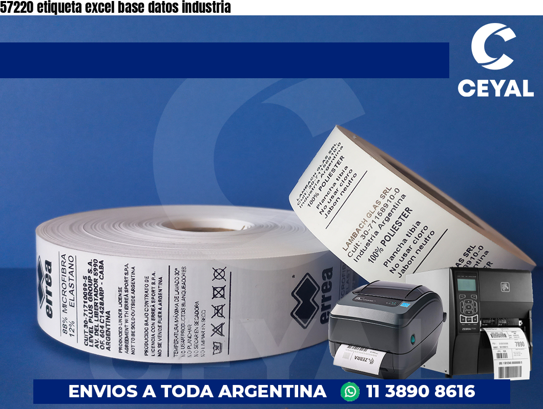 57220 etiqueta excel base datos industria
