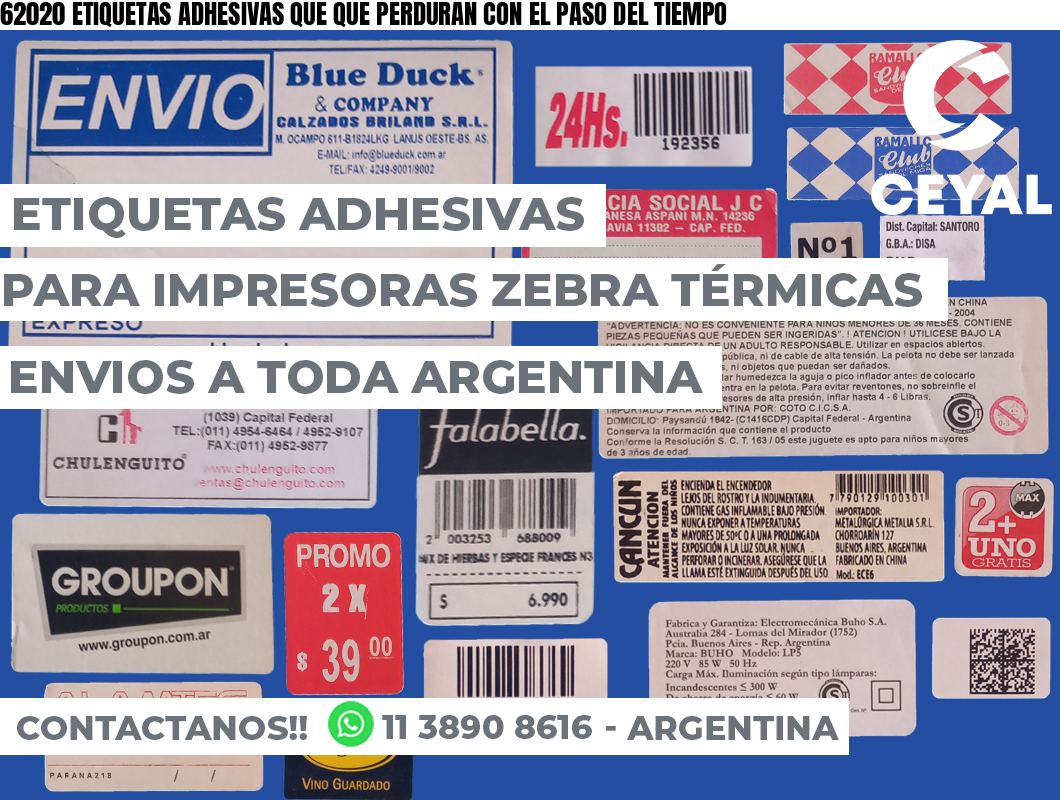 62020 ETIQUETAS ADHESIVAS QUE QUE PERDURAN CON EL PASO DEL TIEMPO