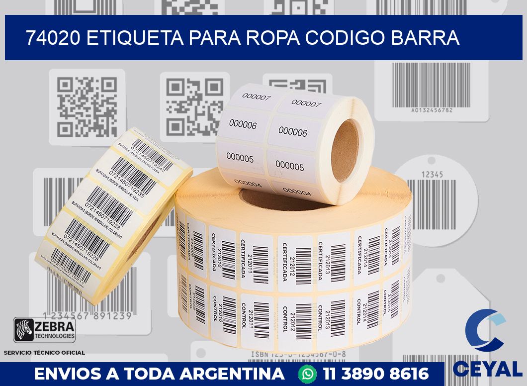 74020 ETIQUETA PARA ROPA CODIGO BARRA