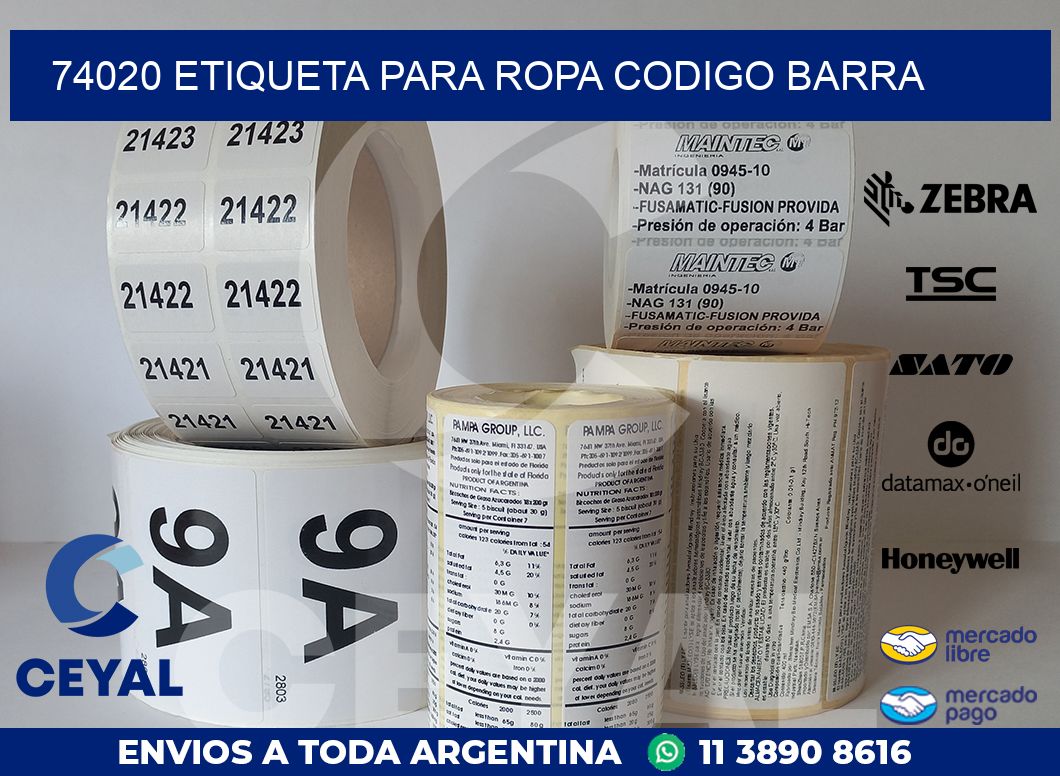 74020 ETIQUETA PARA ROPA CODIGO BARRA