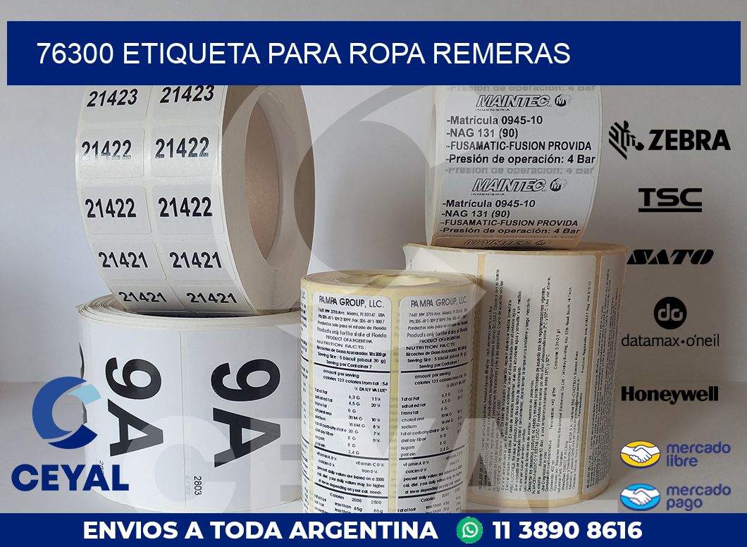 76300 ETIQUETA PARA ROPA REMERAS