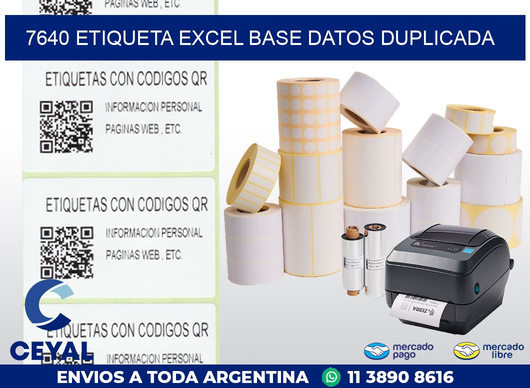 7640 etiqueta excel base datos duplicada