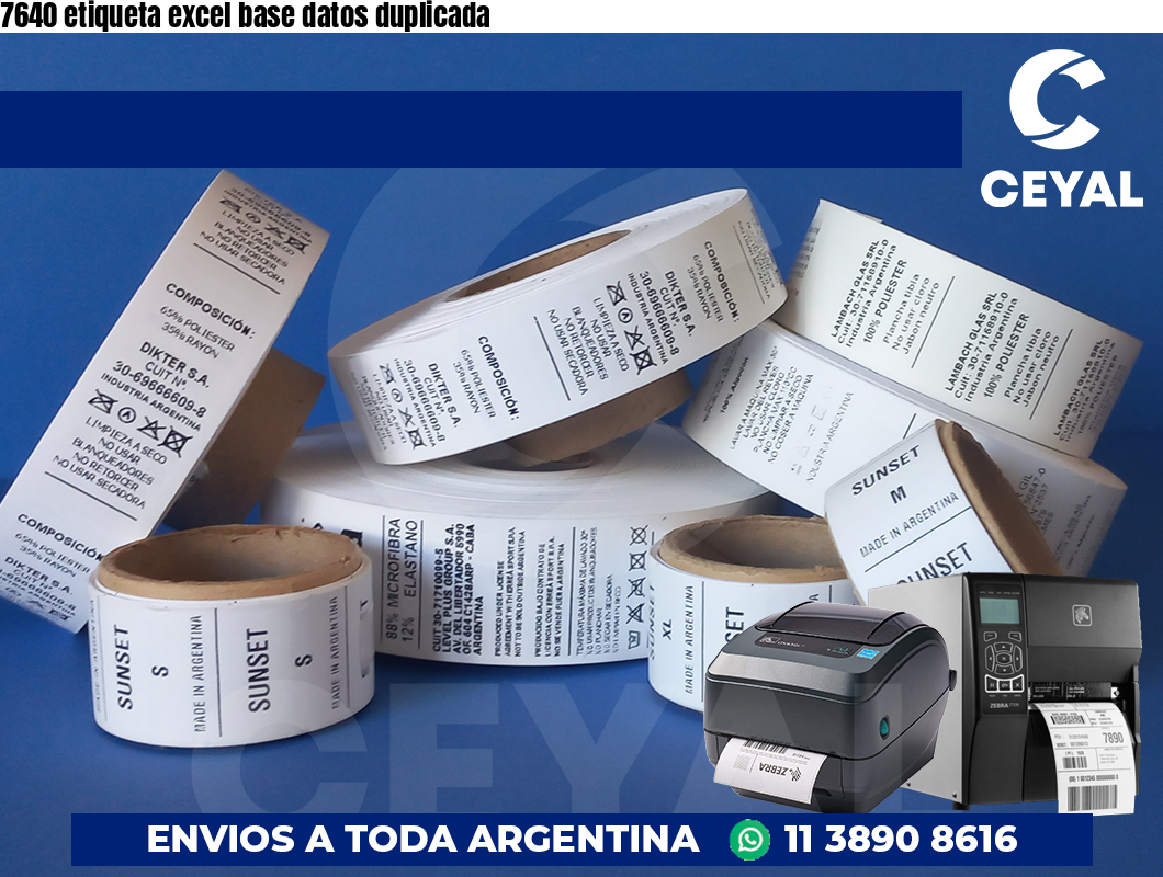 7640 etiqueta excel base datos duplicada