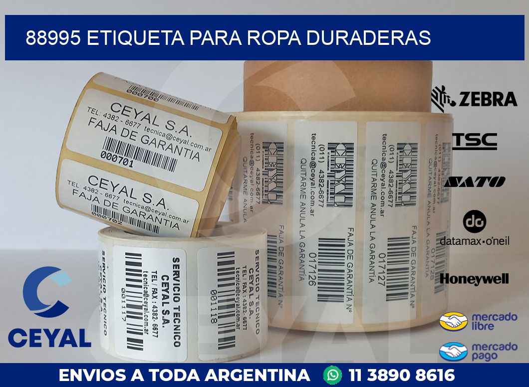 88995 ETIQUETA PARA ROPA DURADERAS