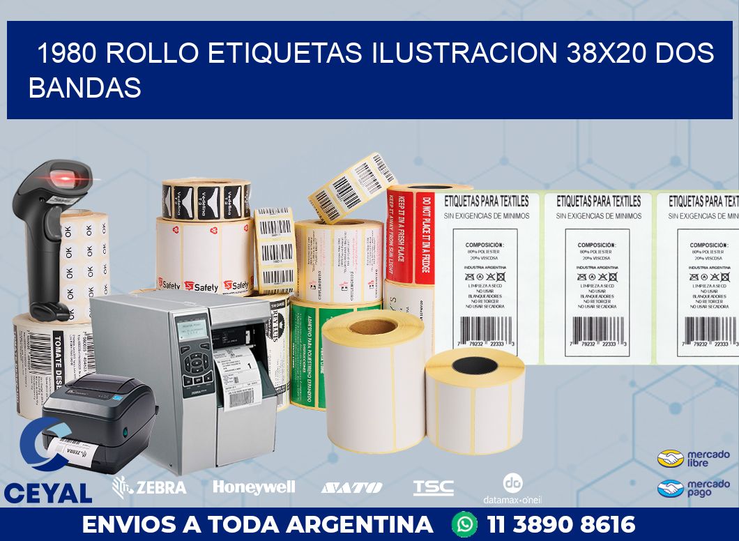 1980 ROLLO ETIQUETAS ILUSTRACION 38X20 DOS BANDAS