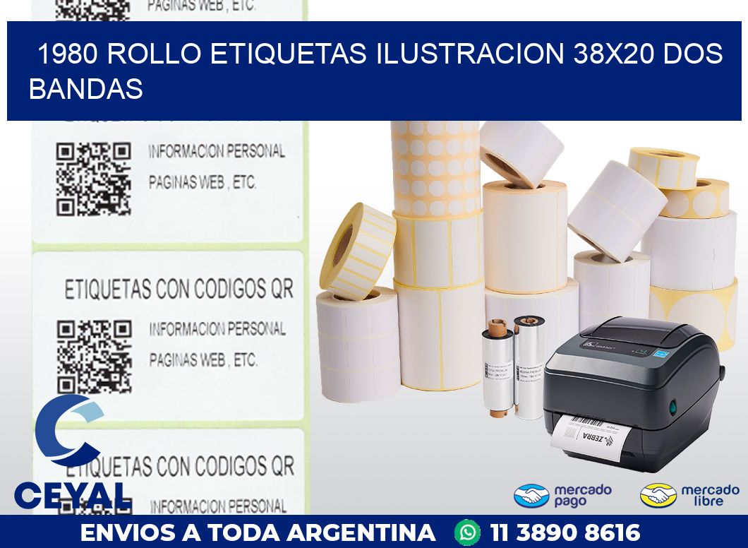 1980 ROLLO ETIQUETAS ILUSTRACION 38X20 DOS BANDAS