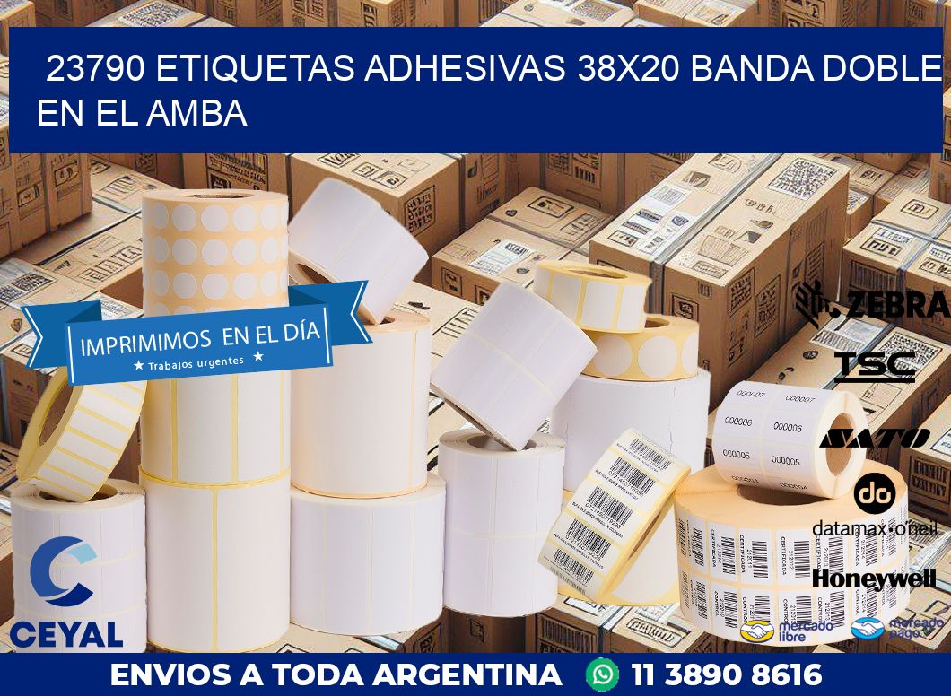 23790 ETIQUETAS ADHESIVAS 38X20 BANDA DOBLE EN EL AMBA