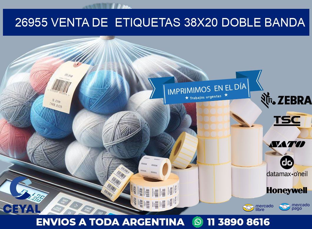 26955 VENTA DE  ETIQUETAS 38X20 DOBLE BANDA