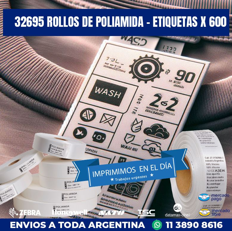 32695 ROLLOS DE POLIAMIDA – ETIQUETAS X 600