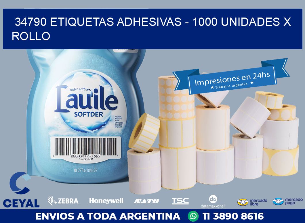 34790 ETIQUETAS ADHESIVAS – 1000 UNIDADES X ROLLO