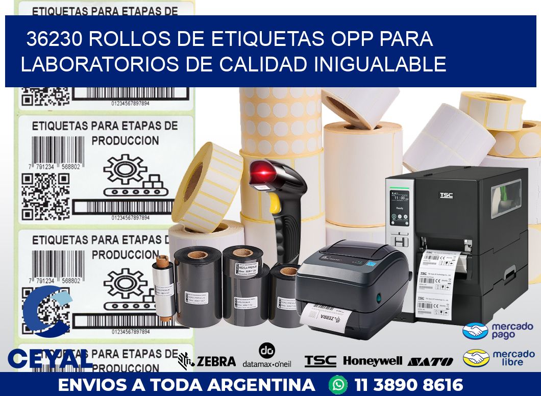 36230 ROLLOS DE ETIQUETAS OPP PARA LABORATORIOS DE CALIDAD INIGUALABLE