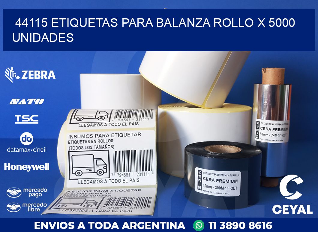 44115 ETIQUETAS PARA BALANZA ROLLO X 5000 UNIDADES