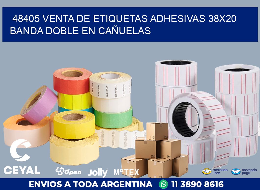 48405 VENTA DE ETIQUETAS ADHESIVAS 38X20 BANDA DOBLE EN CAÑUELAS