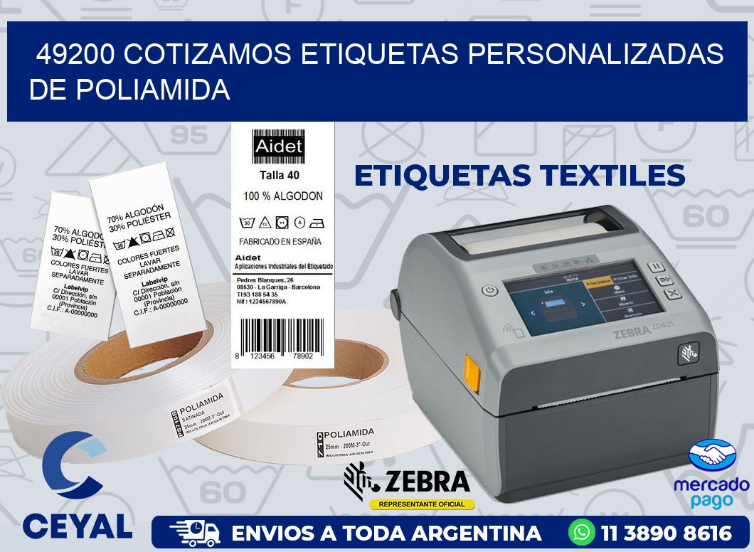 49200 COTIZAMOS ETIQUETAS PERSONALIZADAS DE POLIAMIDA