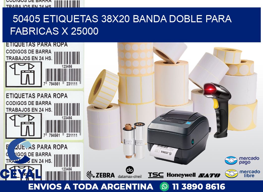 50405 ETIQUETAS 38X20 BANDA DOBLE PARA FABRICAS X 25000