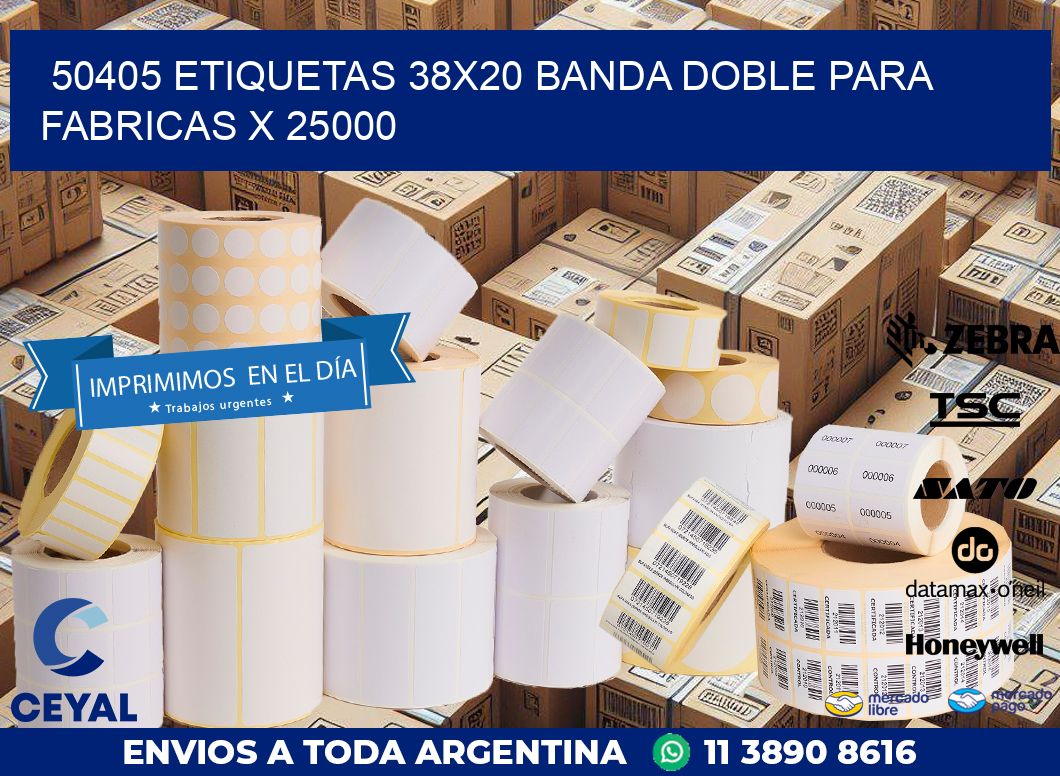 50405 ETIQUETAS 38X20 BANDA DOBLE PARA FABRICAS X 25000