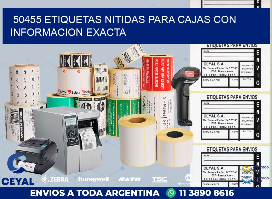 50455 ETIQUETAS NITIDAS PARA CAJAS CON INFORMACION EXACTA