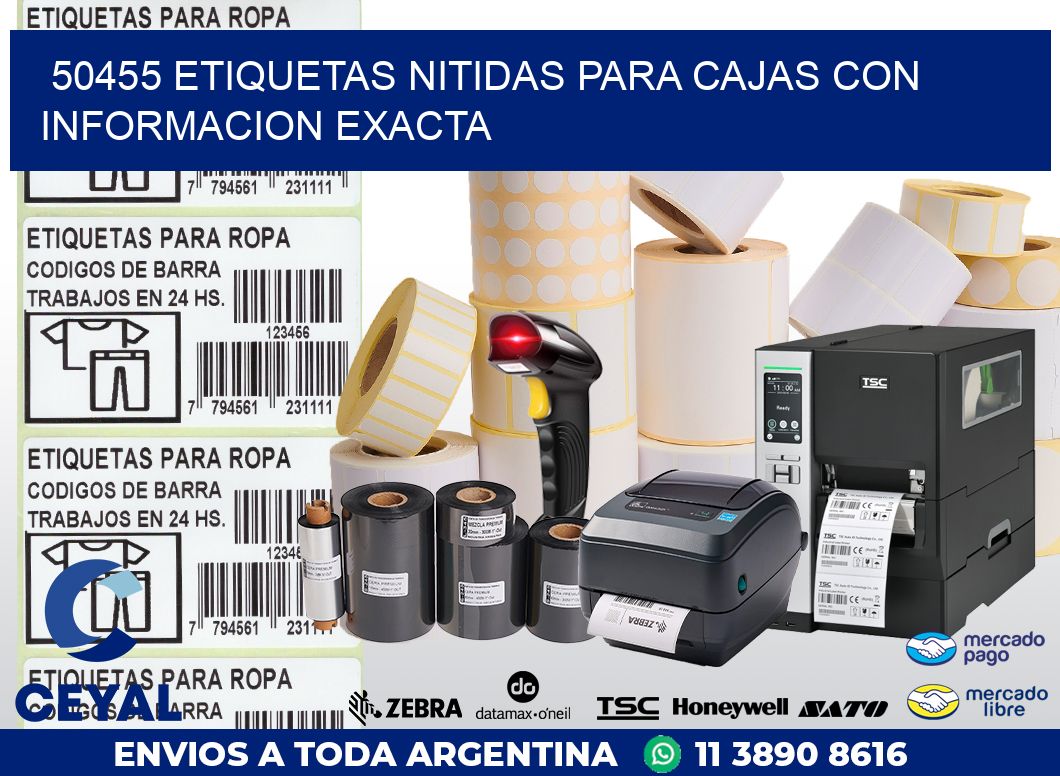 50455 ETIQUETAS NITIDAS PARA CAJAS CON INFORMACION EXACTA