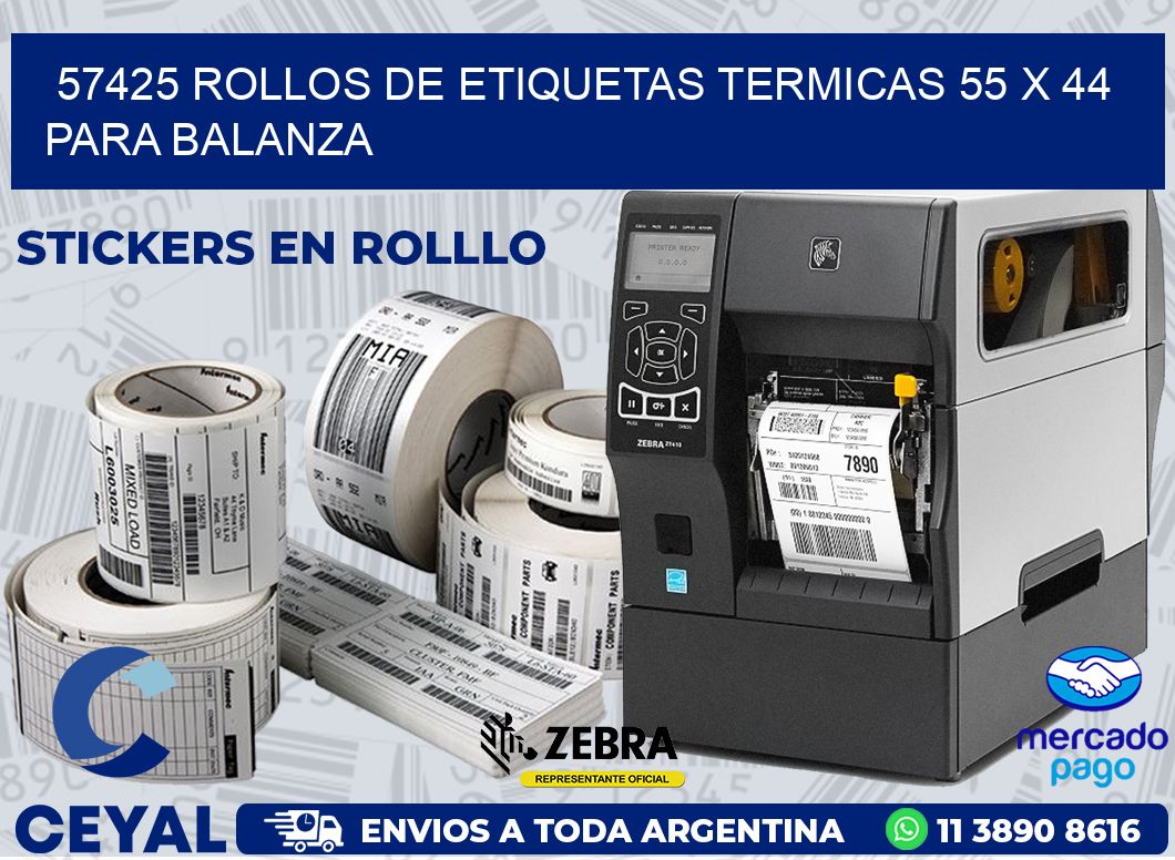 57425 ROLLOS DE ETIQUETAS TERMICAS 55 X 44 PARA BALANZA