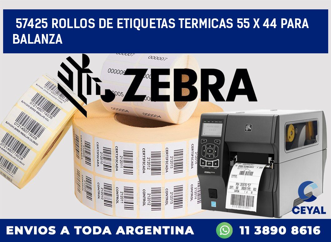 57425 ROLLOS DE ETIQUETAS TERMICAS 55 X 44 PARA BALANZA