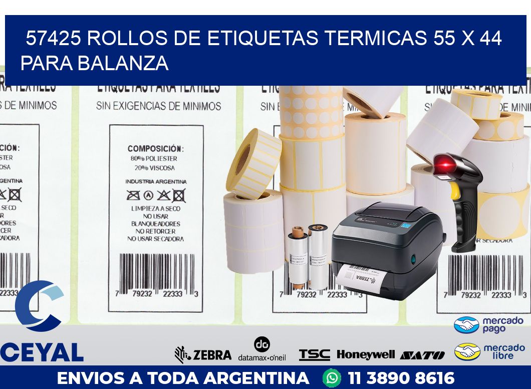 57425 ROLLOS DE ETIQUETAS TERMICAS 55 X 44 PARA BALANZA