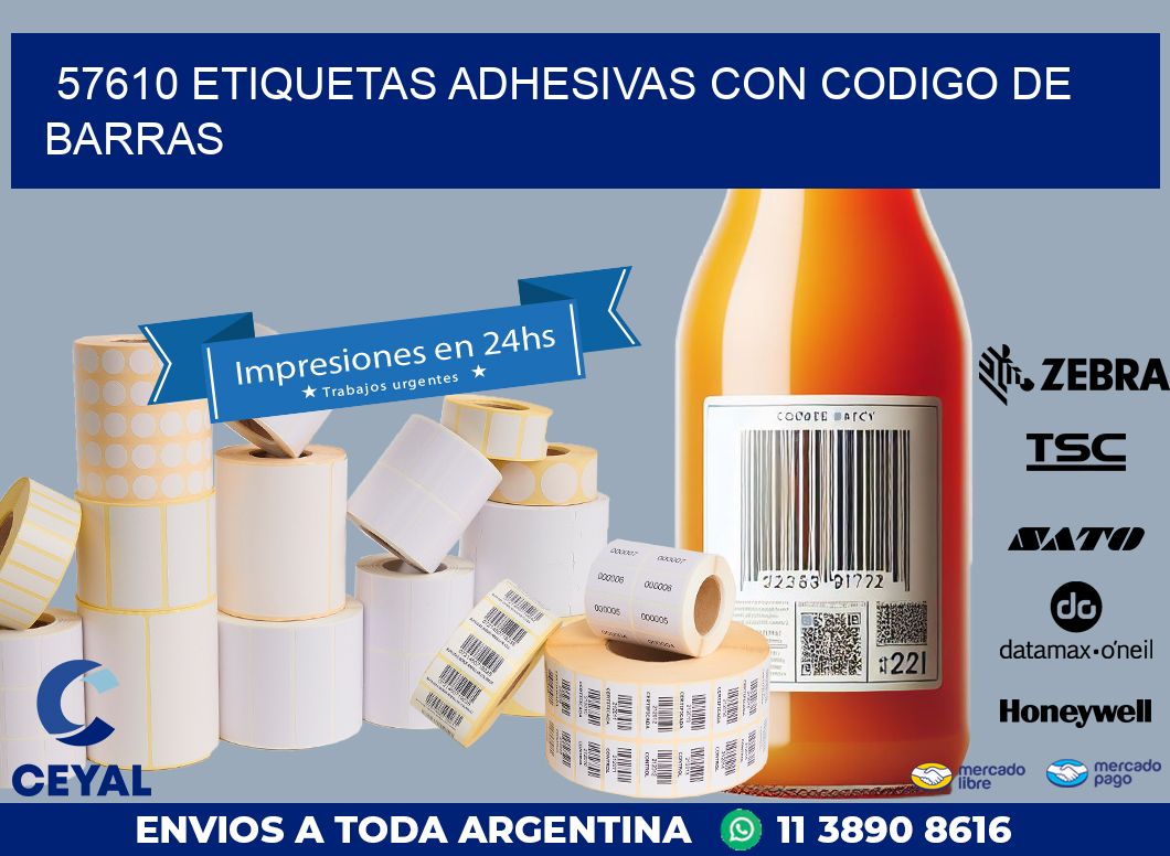 57610 ETIQUETAS ADHESIVAS CON CODIGO DE BARRAS