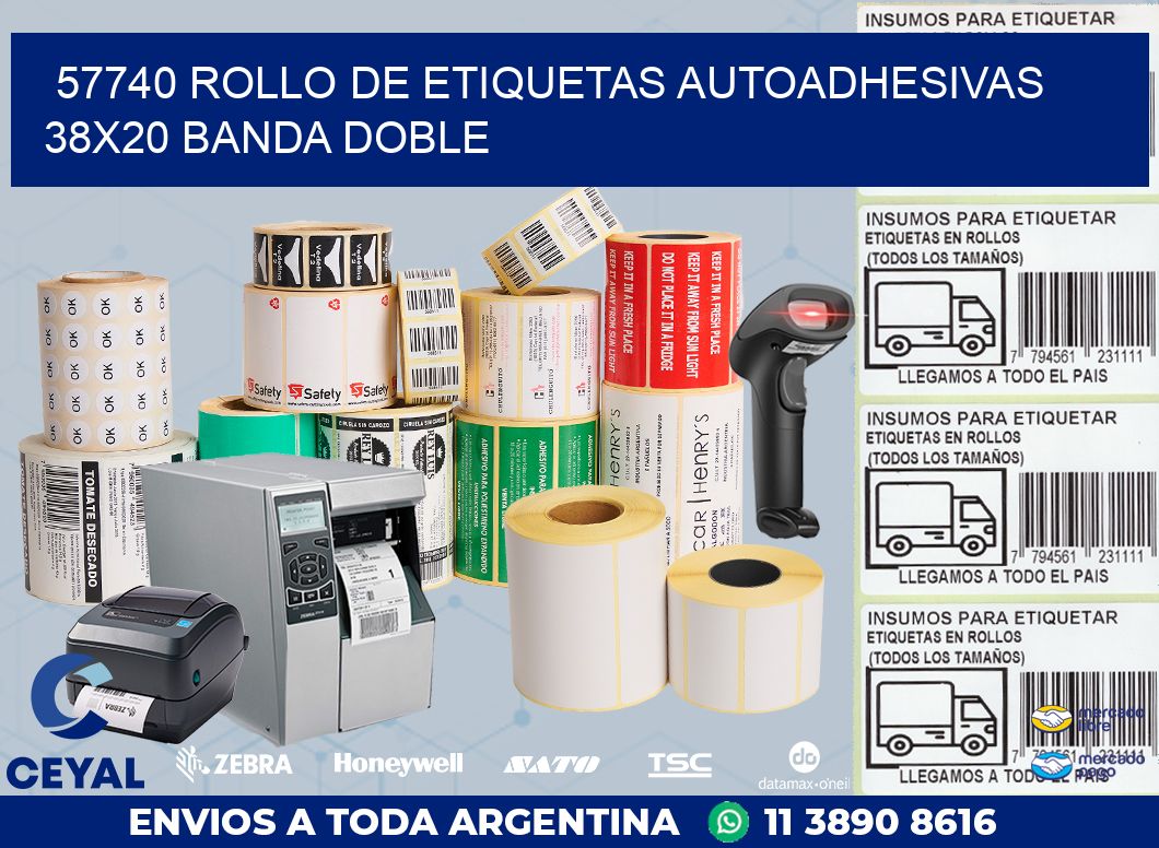 57740 ROLLO DE ETIQUETAS AUTOADHESIVAS 38X20 BANDA DOBLE