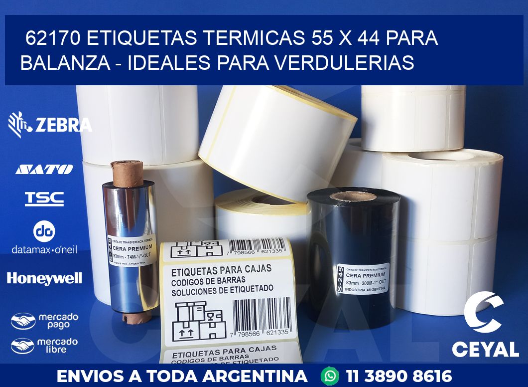 62170 ETIQUETAS TERMICAS 55 X 44 PARA BALANZA – IDEALES PARA VERDULERIAS