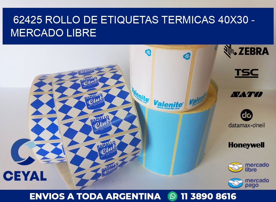 62425 ROLLO DE ETIQUETAS TERMICAS 40X30 - MERCADO LIBRE