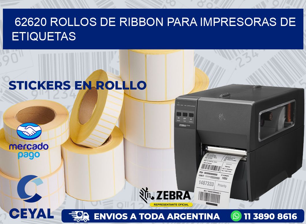 62620 ROLLOS DE RIBBON PARA IMPRESORAS DE ETIQUETAS
