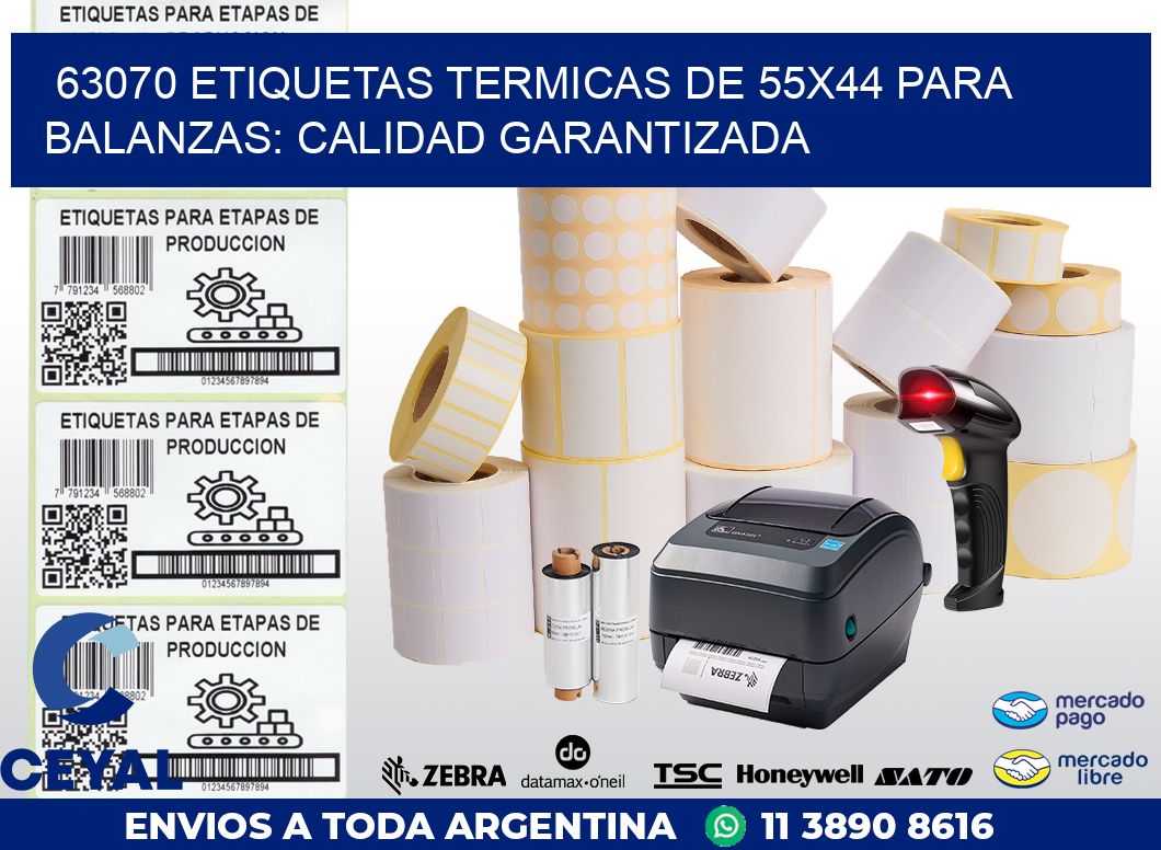 63070 ETIQUETAS TERMICAS DE 55X44 PARA BALANZAS: CALIDAD GARANTIZADA