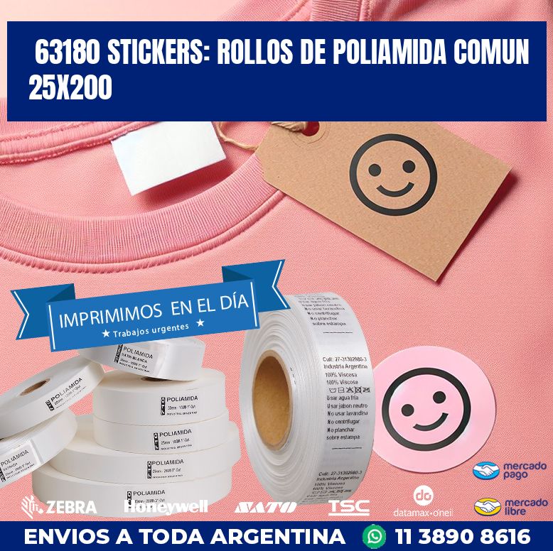 63180 STICKERS: ROLLOS DE POLIAMIDA COMUN 25X200