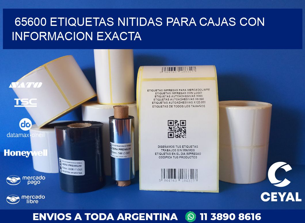 65600 ETIQUETAS NITIDAS PARA CAJAS CON INFORMACION EXACTA
