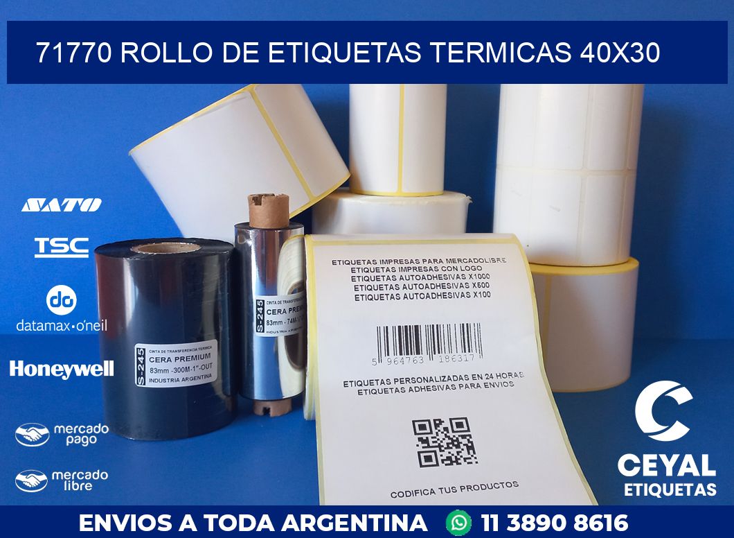 71770 ROLLO DE ETIQUETAS TERMICAS 40X30