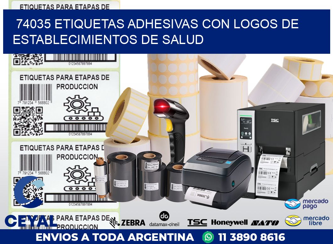 74035 ETIQUETAS ADHESIVAS CON LOGOS DE ESTABLECIMIENTOS DE SALUD