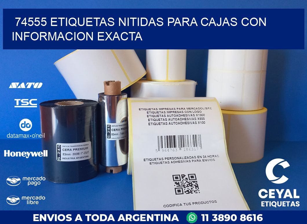 74555 ETIQUETAS NITIDAS PARA CAJAS CON INFORMACION EXACTA