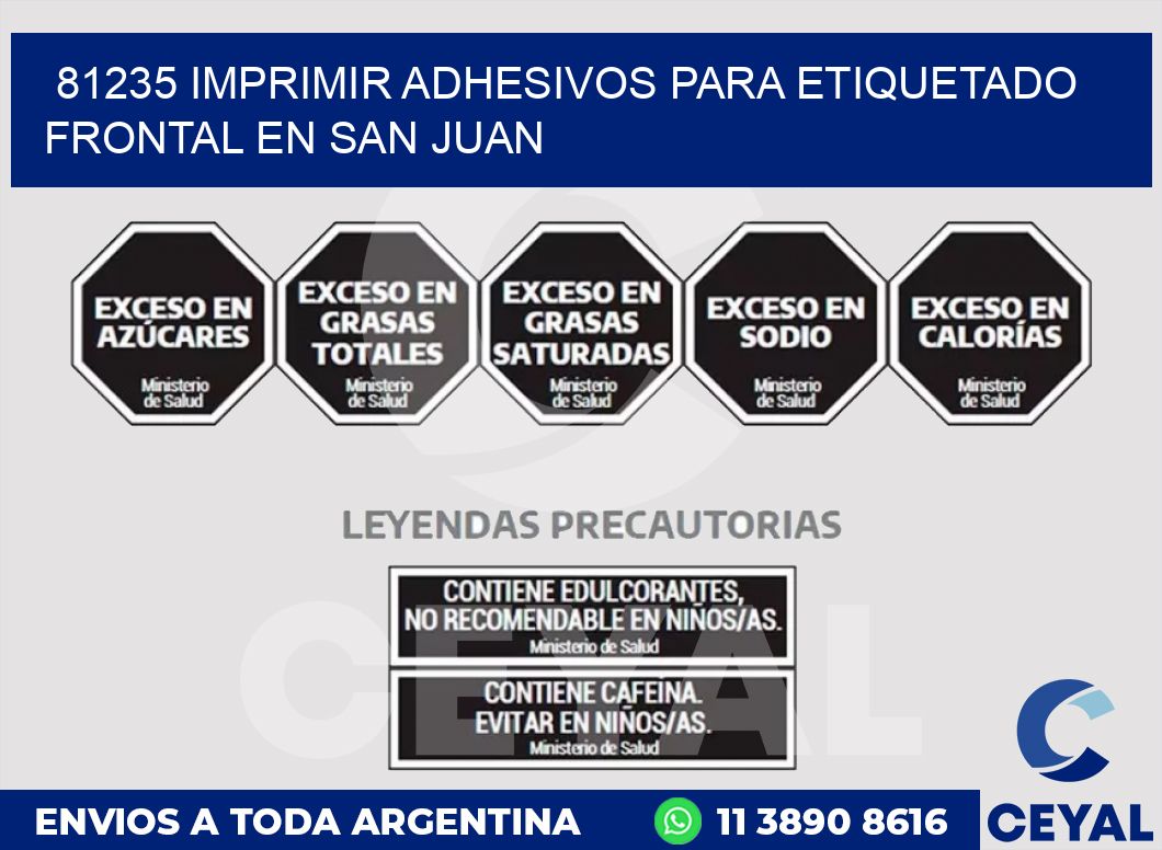 81235 IMPRIMIR ADHESIVOS PARA ETIQUETADO FRONTAL EN SAN JUAN
