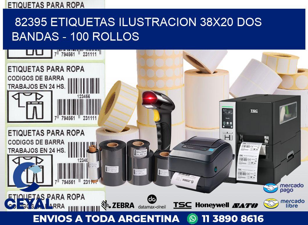 82395 ETIQUETAS ILUSTRACION 38X20 DOS BANDAS - 100 ROLLOS
